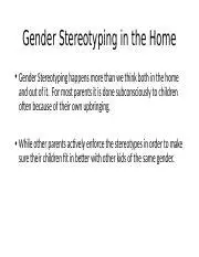 Understanding Gender Stereotyping