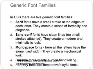 Understanding Generic Font Families