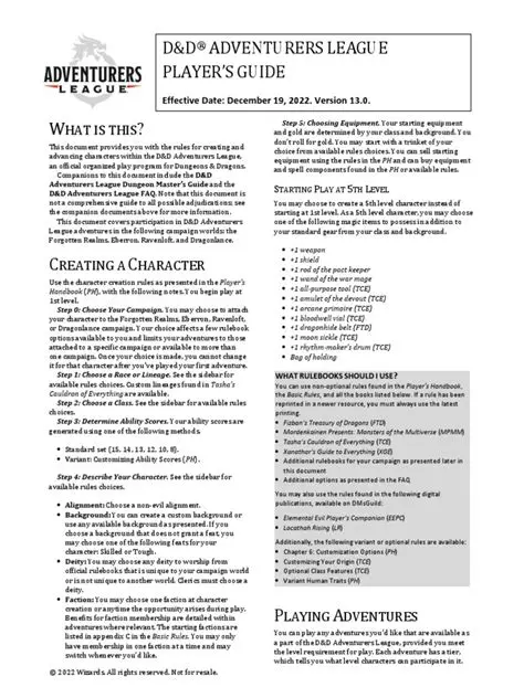 Understanding the Adventurers League Guide