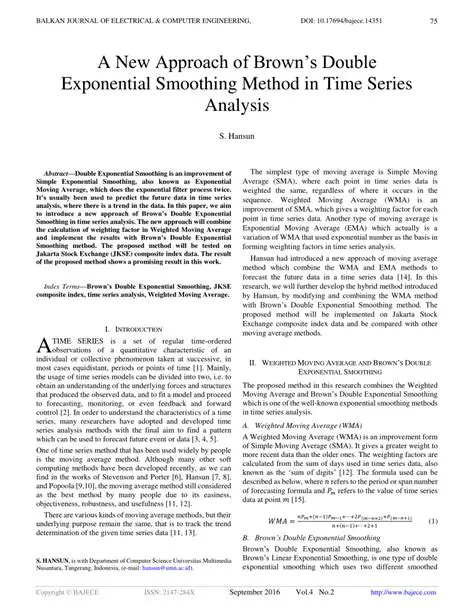 Understanding the Brown Double Exponential Smoothing Method