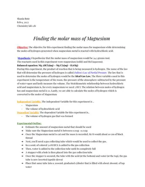 Understanding the Molar Mass of Magnesium