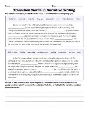 Understanding Transitions in Narrative Writing