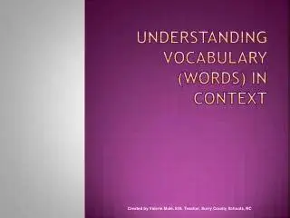 Understanding Vocabulary Words