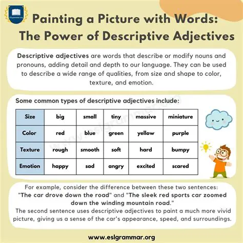 Use adjectives to create vivid descriptions