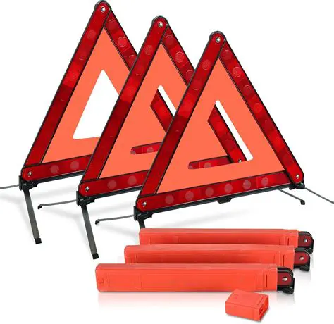 Use warning triangles or flares