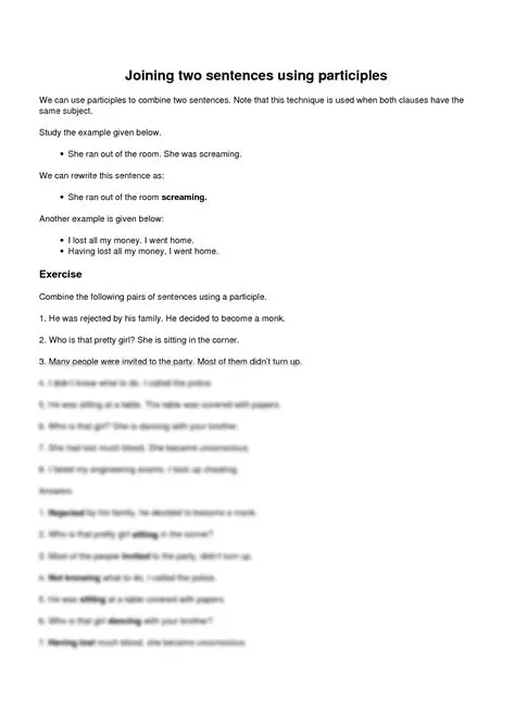 Using Participles to Join Sentences