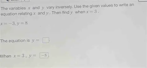 Using the Given Values to Write an Equation