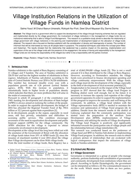 Utilization of Village Funds in Infrastructure Development