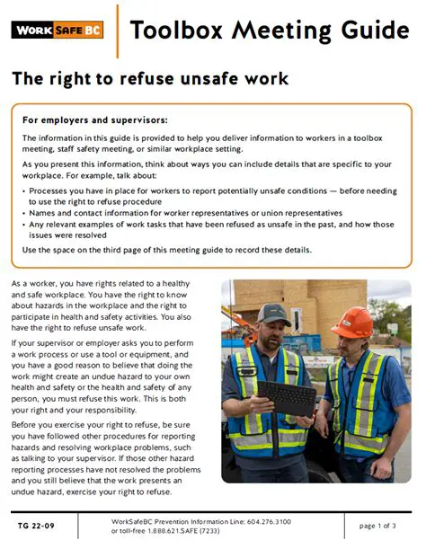 Vary the content of the Tool Box Meeting program