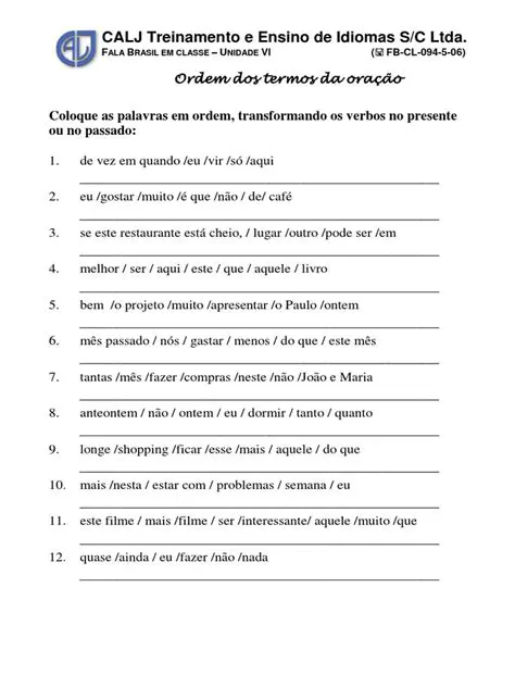 Verifique a ordem dos termos