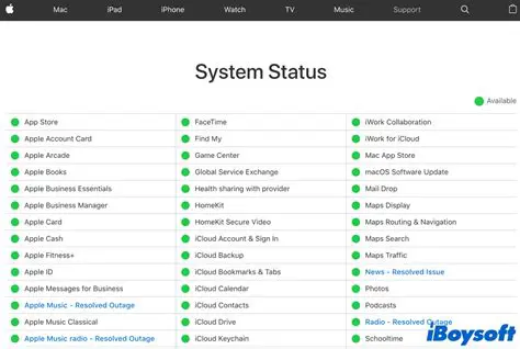 Visit the Apple System Status page