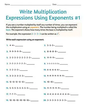Writing Expressions Using Repeated Multiplication