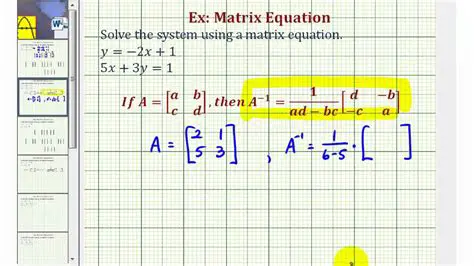 Writing the System of Equations as a Matrix Equation