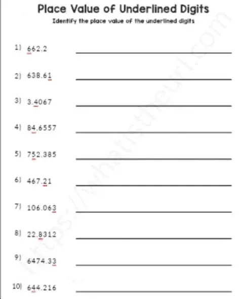 Writing the Value of Underlined Digits