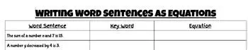 Writing Word Sentences as Equations